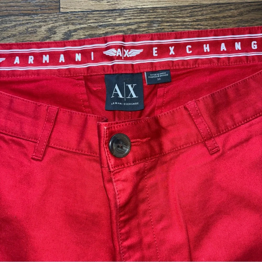 A|X Armani Exchange Men’s Red Pants 100% Cotton Size 33 - Picture 3 of 14